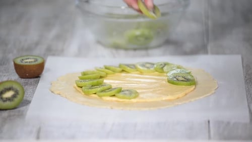 Making a Kiwi Dessert at Home, Close-Up