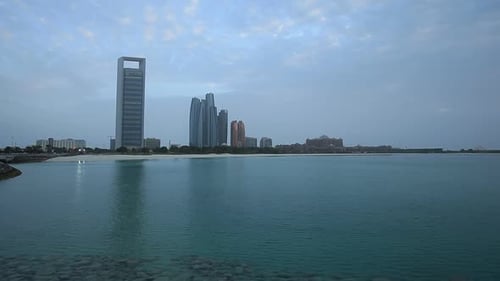 Blue Hour Time in Abu Dhabi on a Cloudy Day