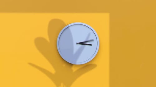 Minimalist Clock with Moving Shadows Showing Time Passing
