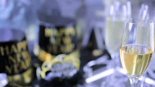 Champagne and Hats on a Table