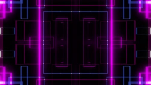 Abstract Neon Glowing Geometric Grid Loop Background