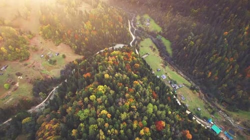 Aerial Flight in Carpathian Mountains