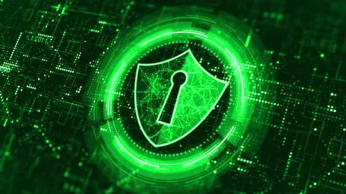 Digital Cyber Security Shield Icon Reveal Animation