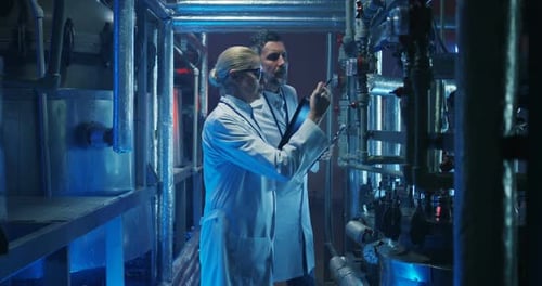 Scientists Checking Pressure Gauge