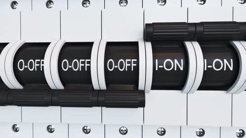 Circuit Breaker Switches Flipping On and Off Animation