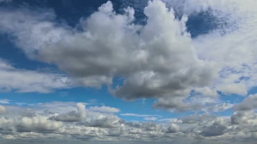 Puffy White Clouds Blue Sky Clean Weather Time Lapse Motion Bright Sky White Cloud Cloudscape Cloudy