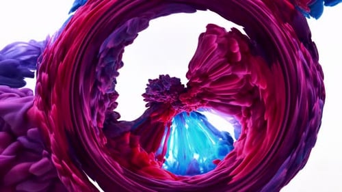 Ink Water Swirl. Universe Origin. Blue Purple Circle Motion.