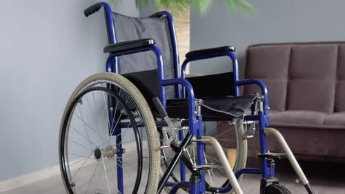 Blue Wheelchair in Living Room for Healthcare