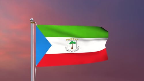 Equatorial Guinea National Flag Waving in Realistic Slow Motion
