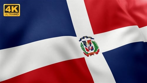 Realistic Dominican Republic Flag Waving Loop