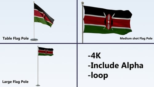 Kenya Flag Pole Pack 4k-Loop