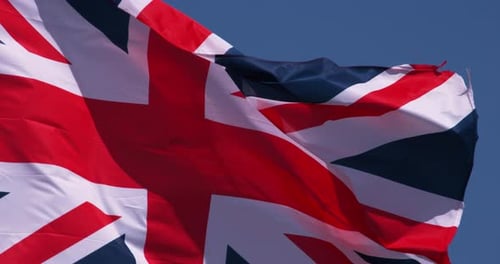 Close Up of United Kingdom Flag Waving