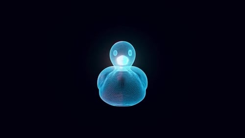 Animated Hologram Wireframe Rubber Duck Sci-Fi Loop