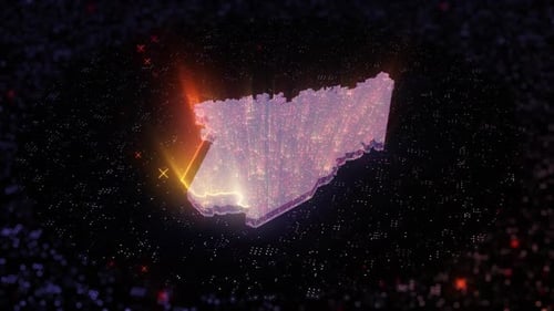 Digital Map Scan with Glowing Light Reveal