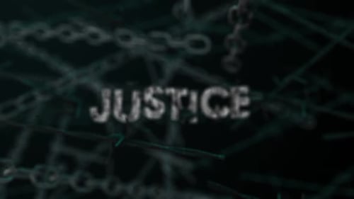 Distressed Justice Text Reveal with Barbed Wire and Chains