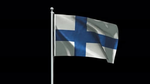 Realistic Finland Flag Waving Animation with Alpha Channel