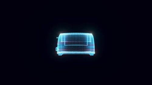 Futuristic Holographic Toaster 3D Wireframe Animation