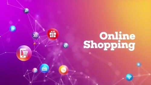 Digital Online Shopping Icons Network Animated Background