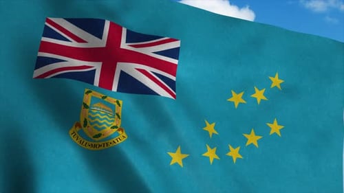 Realistic Animation of the Tuvalu National Flag Waving