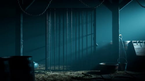 Leerer Metallkäfig. Box mit Eisenstangen vorbereitet für gefährliche Kreaturen Render 4k