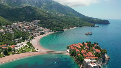 Aerial View of Sveti Stefan Island in Budva Montenegro
