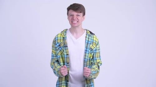 Young Adult Itching with a Smile