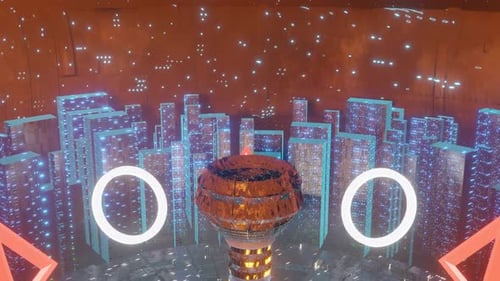 3d Rendering Animation of Clean Futuristic Alien Sci Fi Fantasy Space Staion