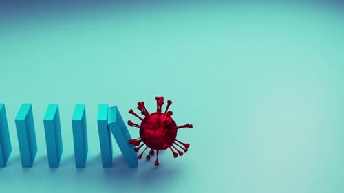 3D Animation: Social Distancing Stops Virus Dominoes