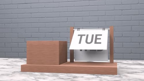 Animated Desk Calendar Flipping Through Days of the Week