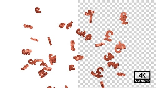 Flying Currency Symbols Pound - Copper