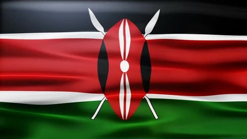 Realistic Waving Kenya Flag with National Emblem Animation