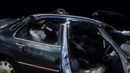 Old Rusted Crushed Car