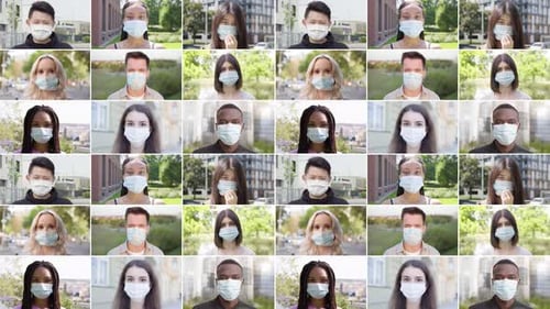 Diverse Group of People Wearing Protective Face Masks