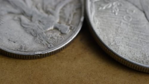 Foto rotativa filmagens de moedas americanas antigas - MONEY 0080