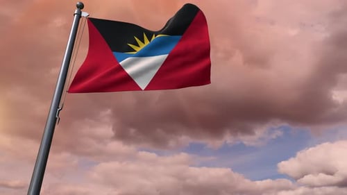 Antigua and Barbuda Flag Waving in Realistic 3D Animation