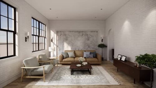 Modern Living Room Furniture Setup Animation Reveal