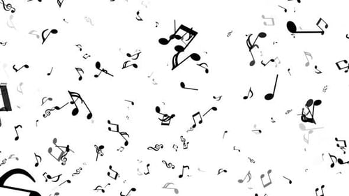 Black Music Notes Falling Loop on White