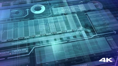 Futuristic Animated Financial Data Interface Display