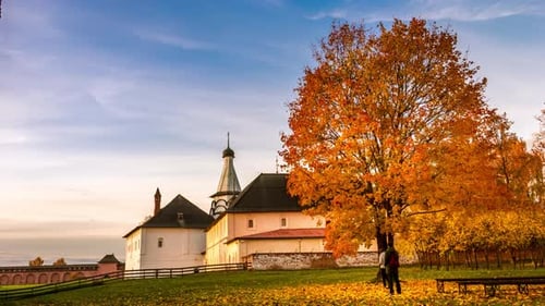 Autumn Maple Tree in Orthodox Monastery of Saint Euthymius