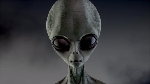 Realistic 3D Alien Head with Subtle Eye Movement Animation
