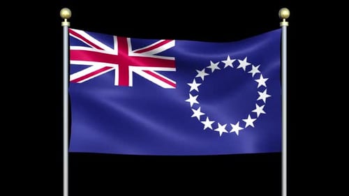 Cook Islands Flag Waving Animation with Alpha Channel