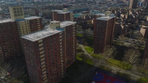 Aerial View of Apartment Buildings in City