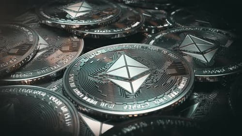 Falling Ethereum Coins Background 02