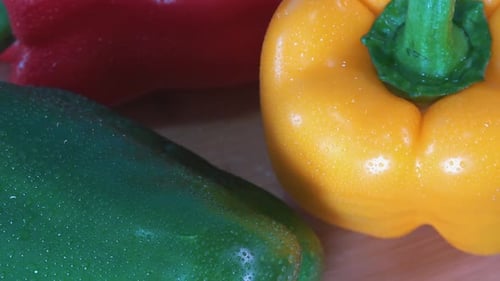 Close View of Fresh Bell Peppers Rotating