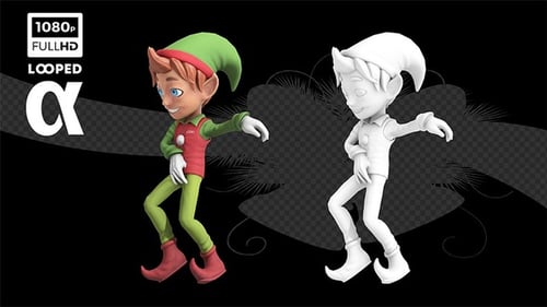 Cheerful 3D Christmas Elf Character Dancing Animation