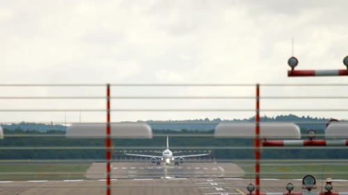 Airplane on the Runway Front View