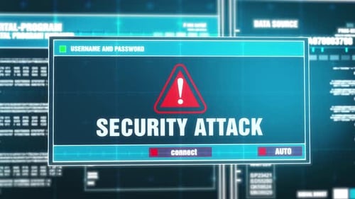 Futuristic Digital UI Login and Security Attack Warning