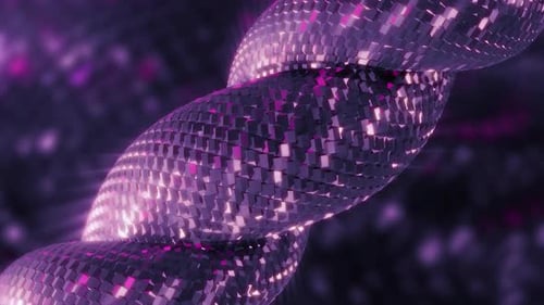 Cycled Animation of 3d Braid with Lilac Scales Texture on Shimmering Background