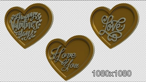 Lot de 3 coeurs 3D Love Engraving