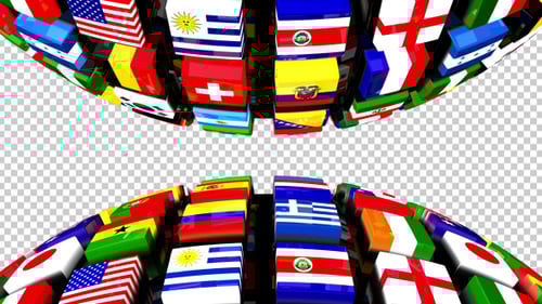 3D Rotating World Flags Loop Animation